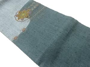 手織り紬汕頭相良刺繍華紋に菱模様名古屋帯